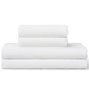 Peri Home Scallop 4 piece Sheet Set - Queen 4 White NEW
